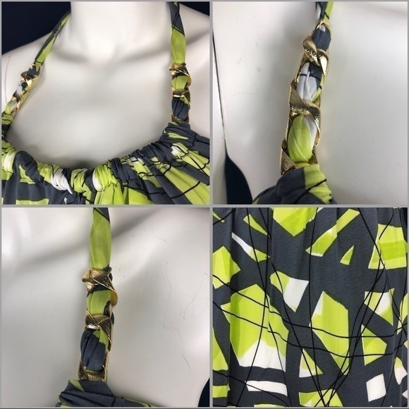 𝅺NEW-MARISA Kenson MKC Thick GoldChain Halter Dress - Picture 8 of 8